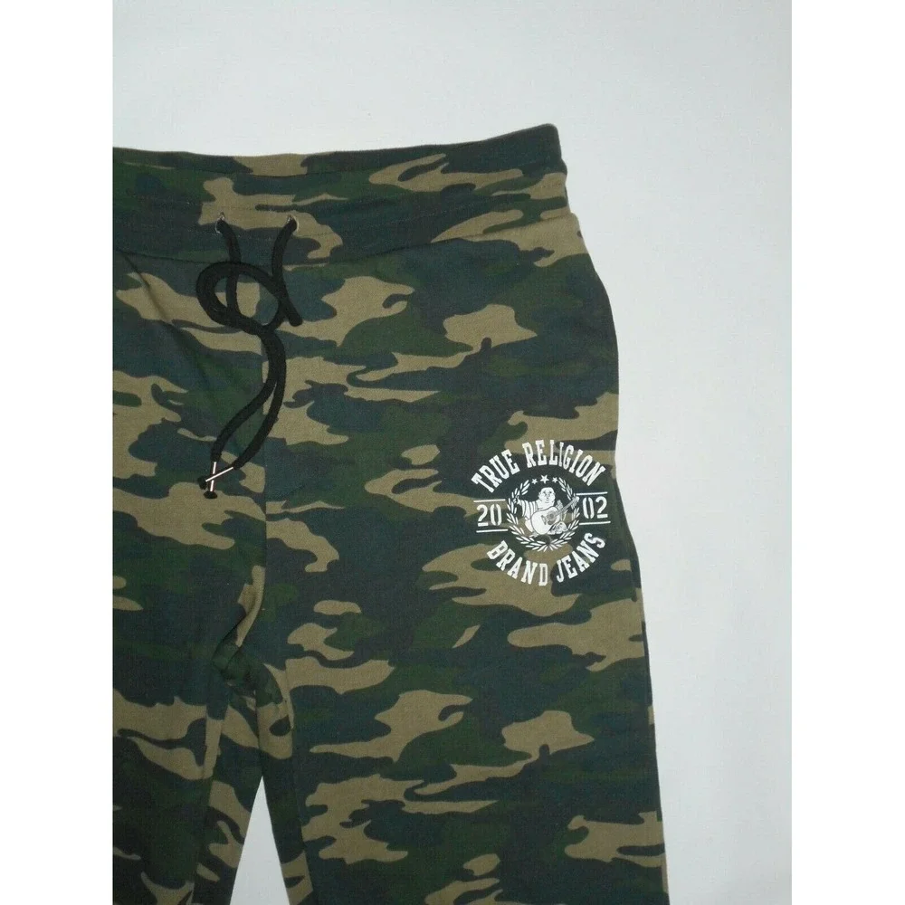 True Religion mens Camo Print Logo Jogger Pants Sweatpants size Large retail $99